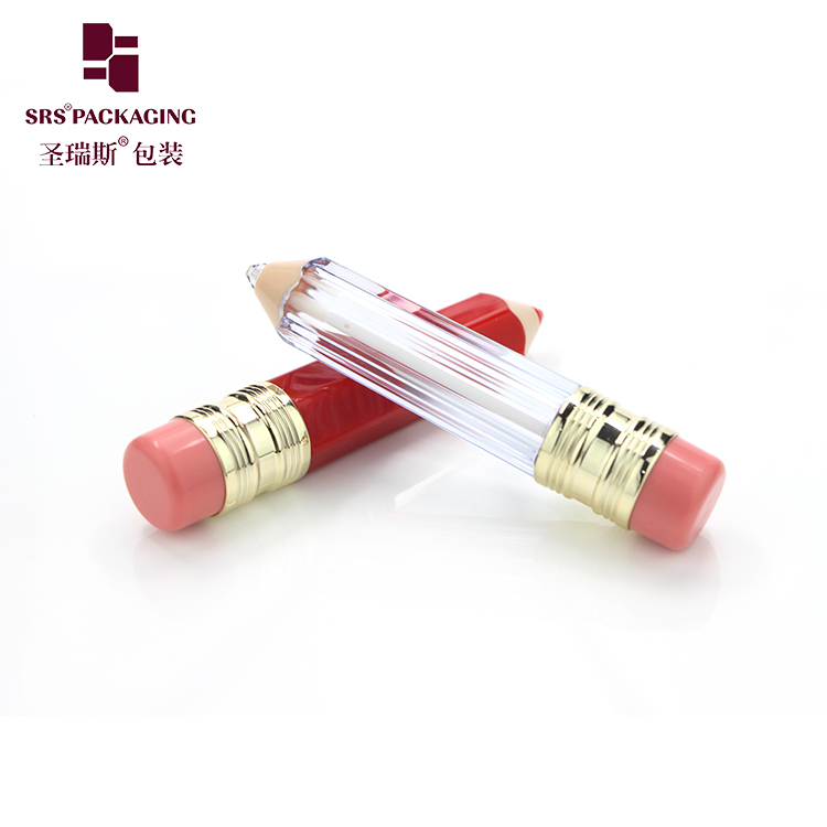 pencil shape plastic empty transparent wholesale lipgloss packaging