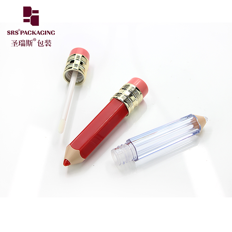 pencil shape plastic empty transparent wholesale lipgloss packaging