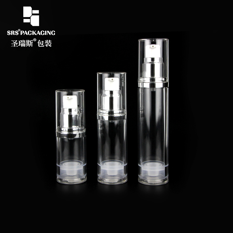 Wholesale Custom 15ml 30ml 50ml Metalized Aluminum Silver Airless Lotion Pump Bottle For Body Cream With Lairless