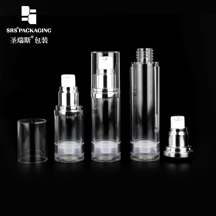 Wholesale Custom 15ml 30ml 50ml Metalized Aluminum Silver Airless Lotion Pump Bottle For Body Cream With Lairless