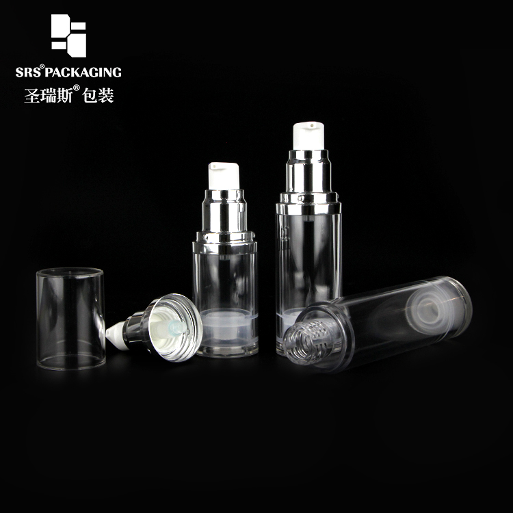 Wholesale Custom 15ml 30ml 50ml Metalized Aluminum Silver Airless Lotion Pump Bottle For Body Cream With Lairless