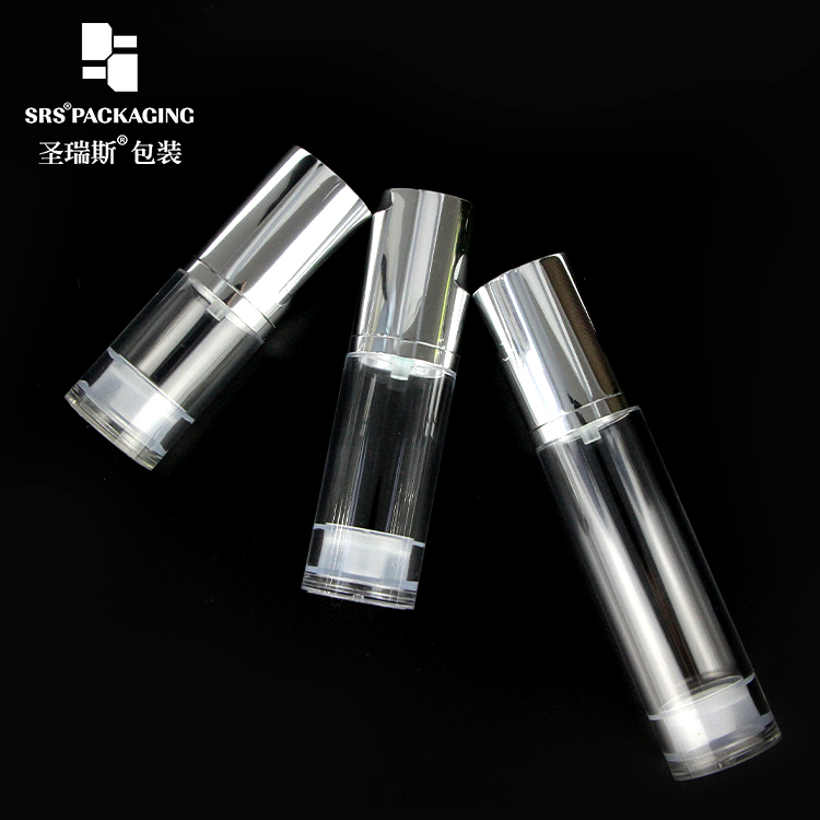 SRS high quality round shape clear bottle various volumes is available AS airless bottle with lotion pump