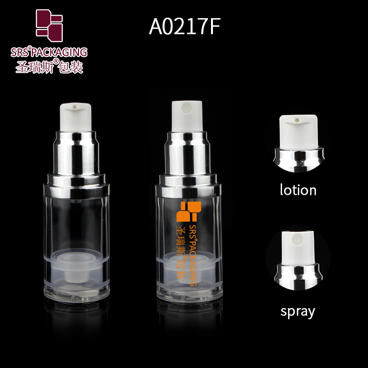 SRS high quality round shape clear bottle various volumes is available AS airless bottle with lotion pump
