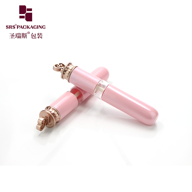 Luxury rose gold lip gloss tubes round shape plastic shape cosmetic packaging