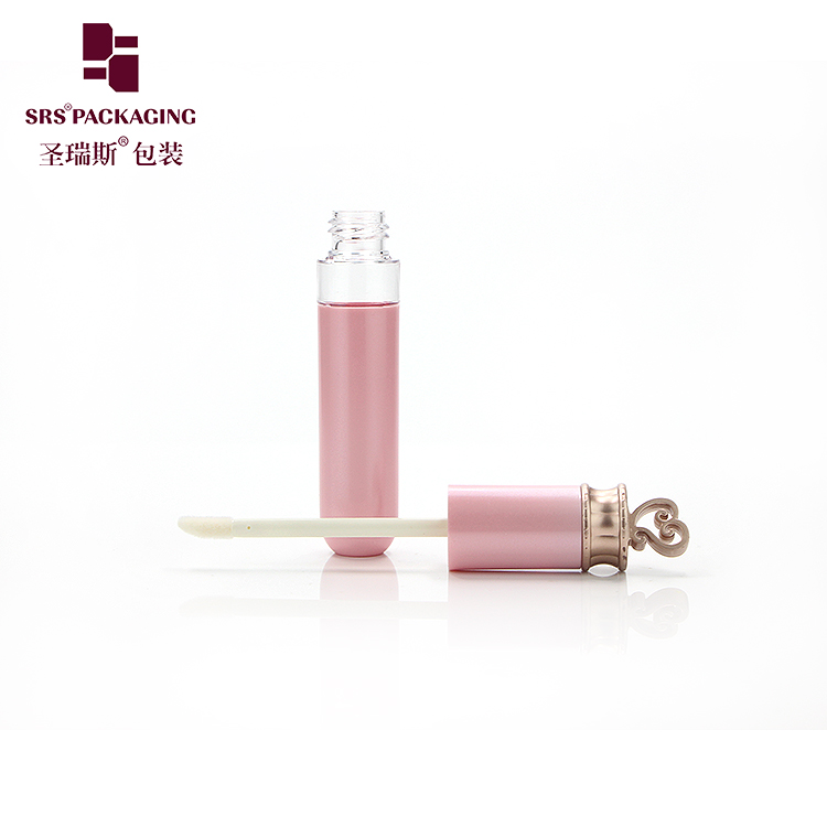 Luxury rose gold lip gloss tubes round shape plastic shape cosmetic packaging