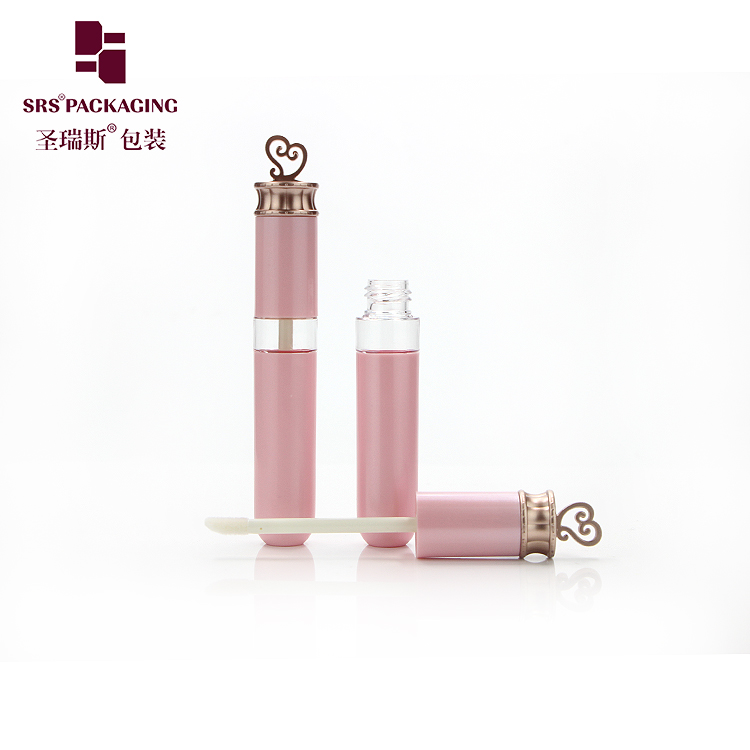 Luxury rose gold lip gloss tubes round shape plastic shape cosmetic packaging