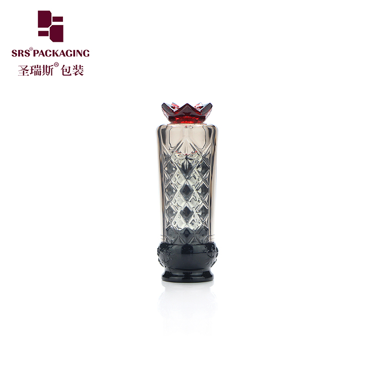 new arrival high quality hot sale no logo drum shape semitransparent red gray color carving patterns lipstick tube