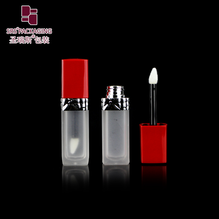 5ml square shape plastic frosted empty high quality mini lipgloss tube