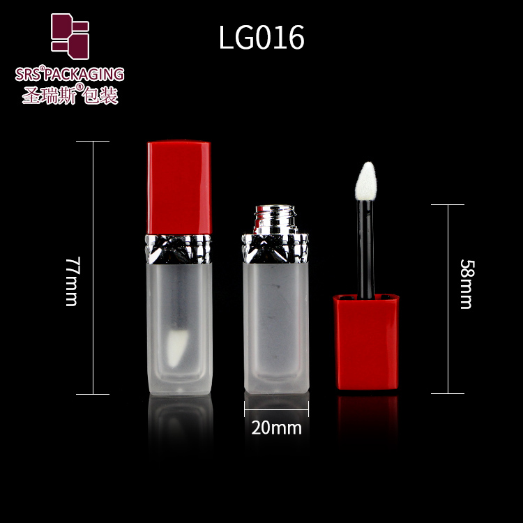 5ml square shape plastic frosted empty high quality mini lipgloss tube