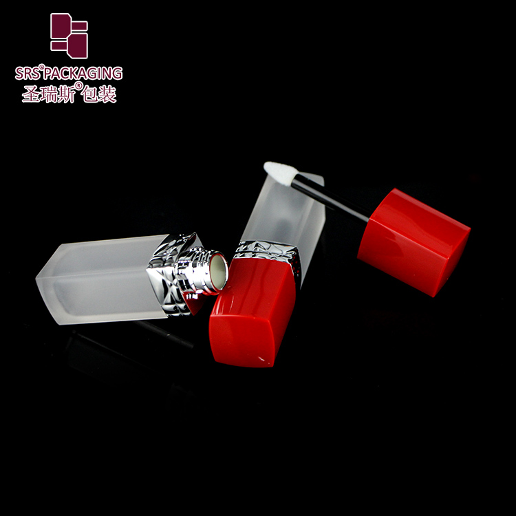 5ml square shape plastic frosted empty high quality mini lipgloss tube