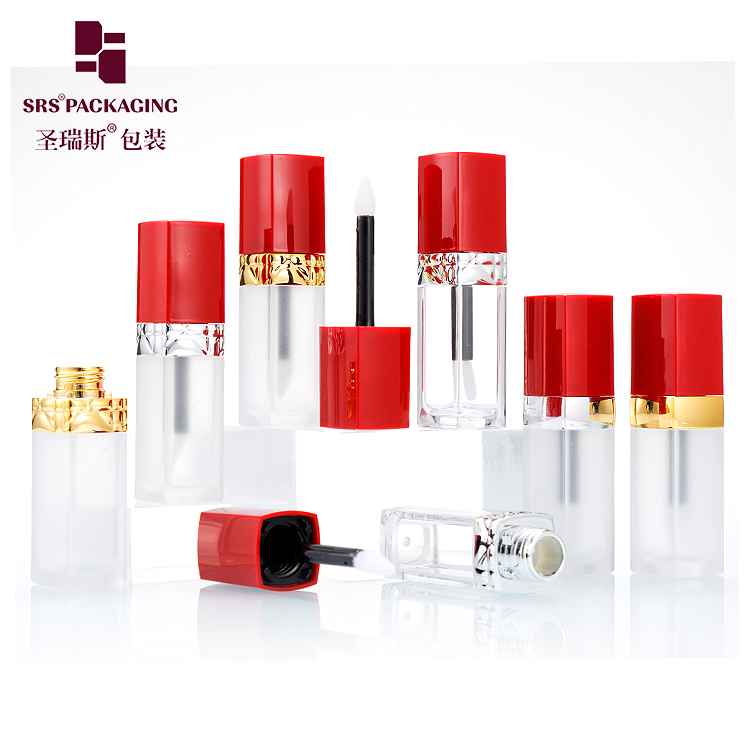 5ml square shape plastic frosted empty high quality mini lipgloss tube