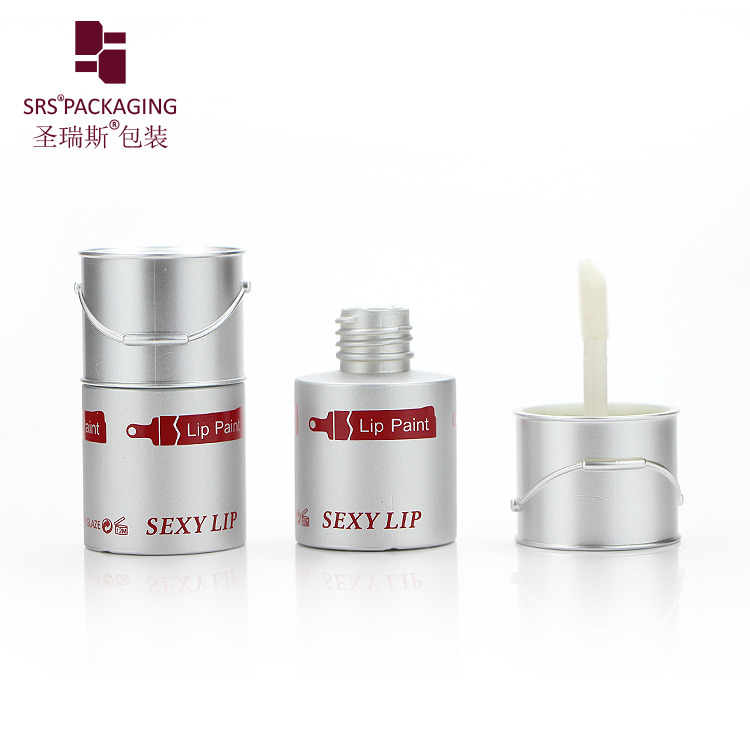 2020 New Model Paint Barrel Round Shaped Silver Empty Plastic Lipstick Tube Packaging With Customized Logo