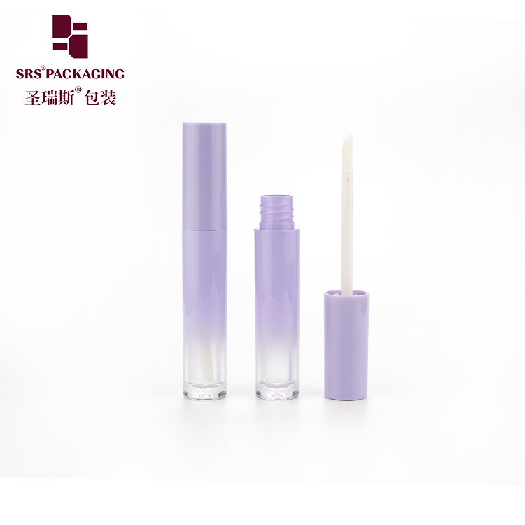 gradient purple color plastic round cosmetic lip gloss tube unique