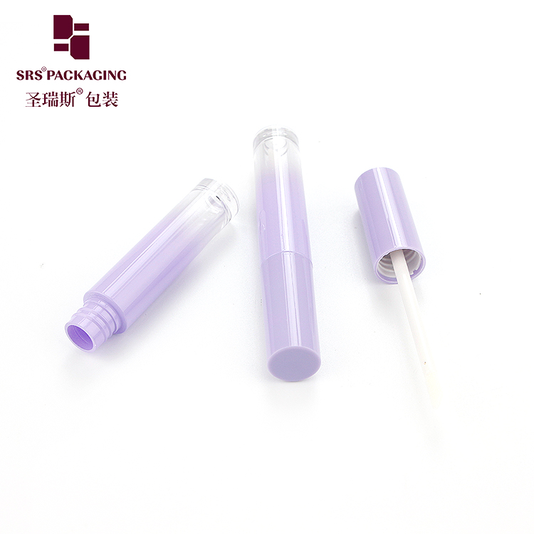 gradient purple color plastic round cosmetic lip gloss tube unique