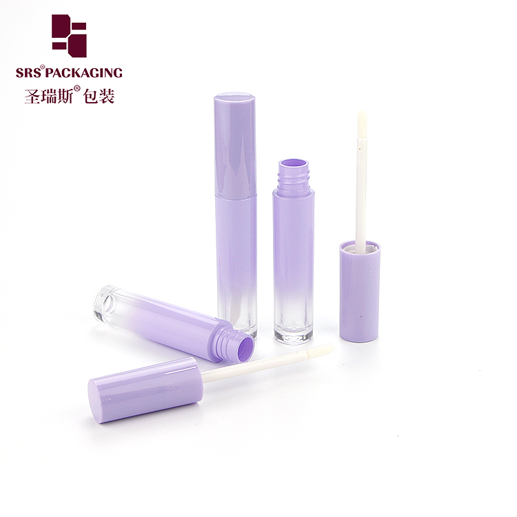 gradient purple color plastic round cosmetic lip gloss tube unique