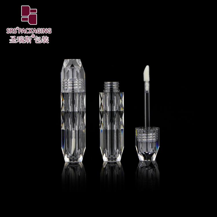 SRS new arrival small volume 2ML MOQ 20PCS simple hexagon shape clear  lipgloss tube