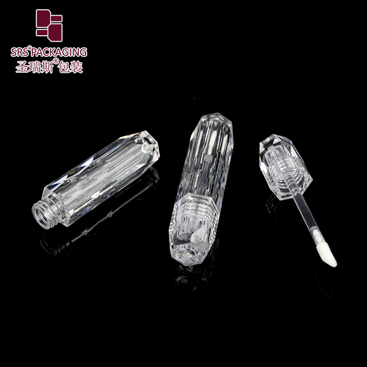 SRS new arrival small volume 2ML MOQ 20PCS simple hexagon shape clear  lipgloss tube