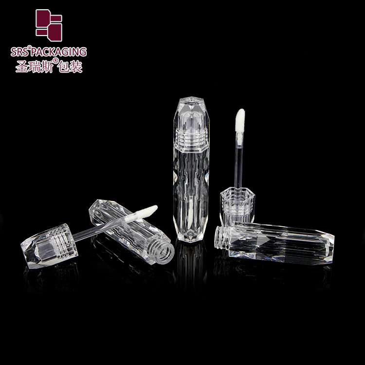 SRS new arrival small volume 2ML MOQ 20PCS simple hexagon shape clear  lipgloss tube