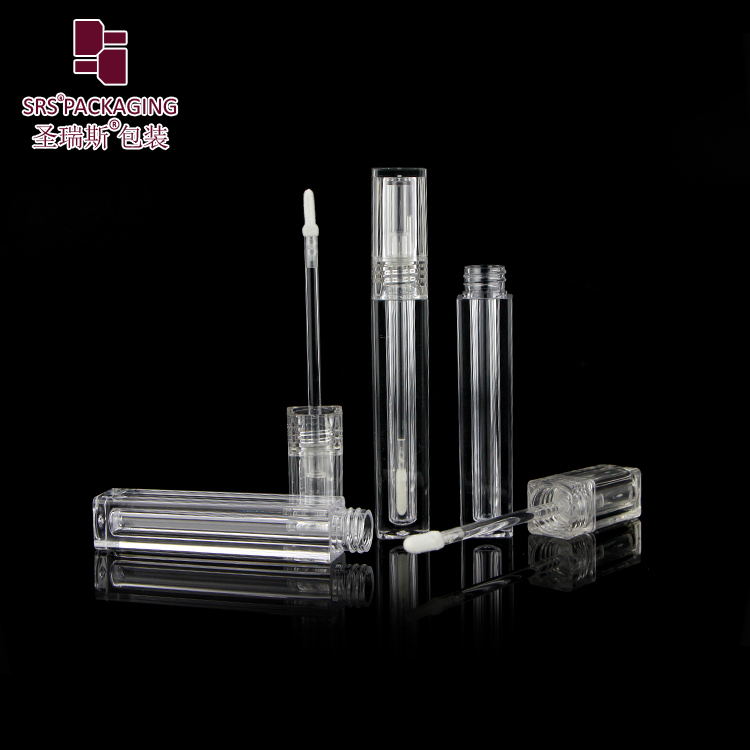 transparent lipgloss tube  square shape Plastic cosmetic packaging