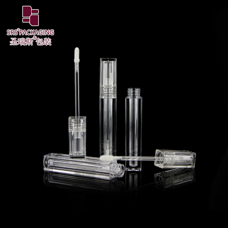 transparent lipgloss tube  square shape Plastic cosmetic packaging