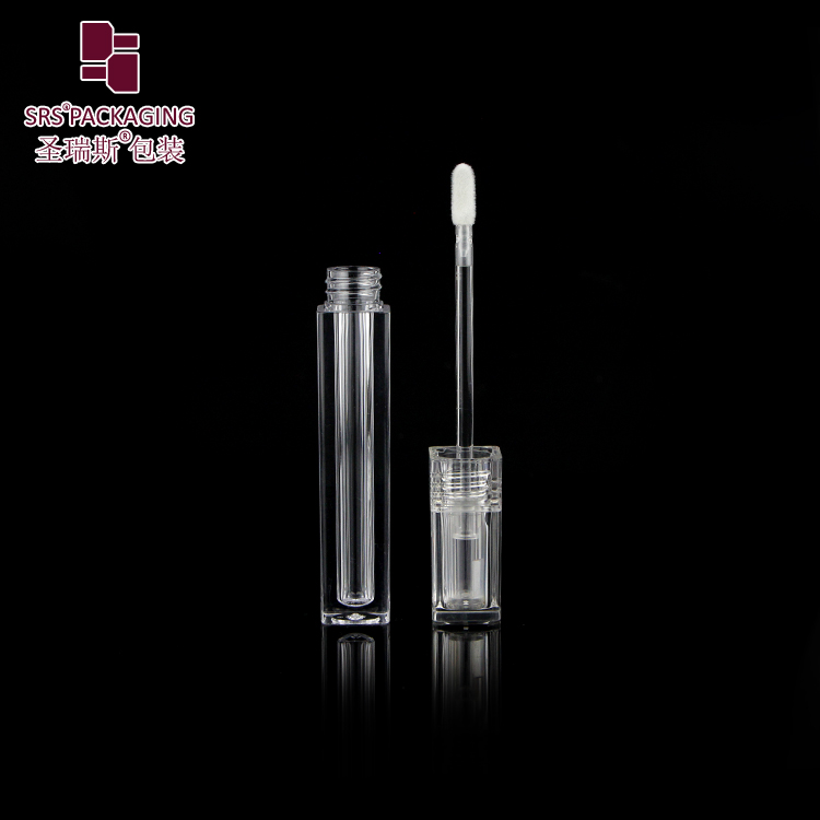 transparent lipgloss tube  square shape Plastic cosmetic packaging