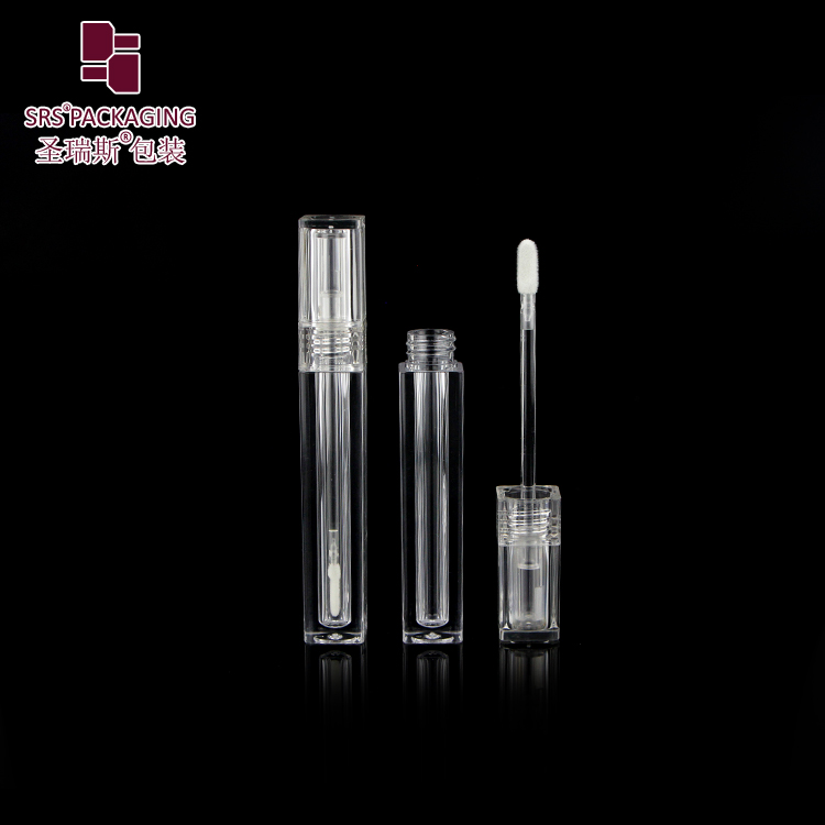 transparent lipgloss tube  square shape Plastic cosmetic packaging