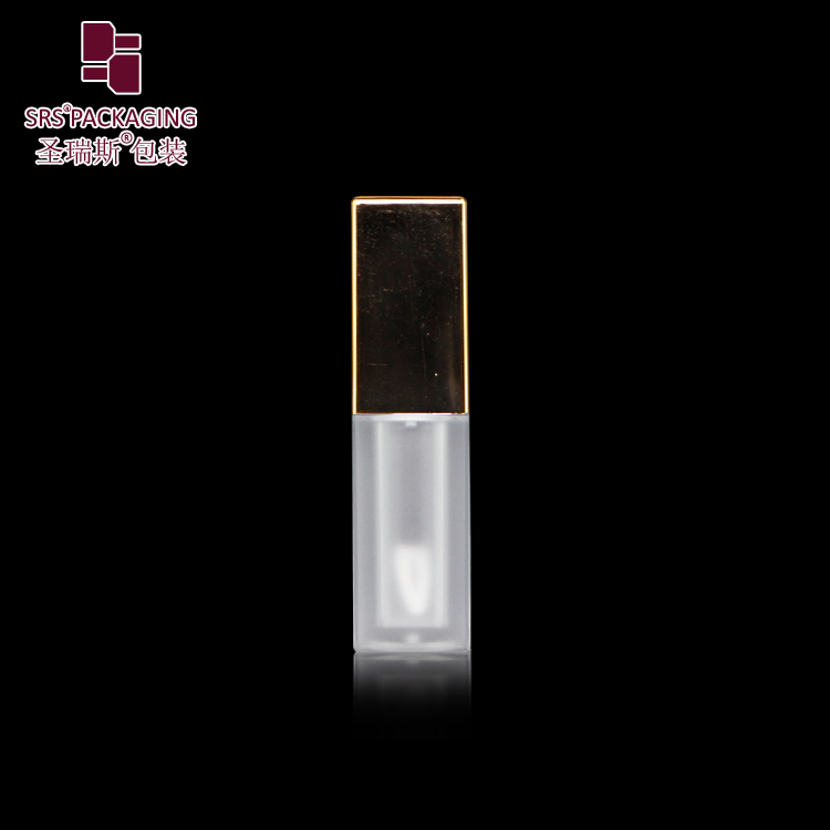 Square shape paint black color empty luxury lipgloss packaging