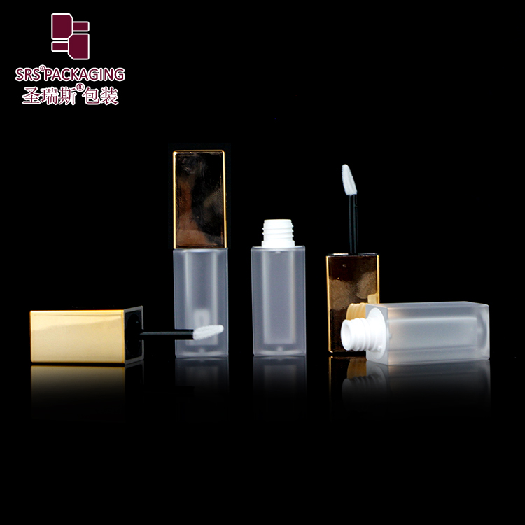 Square shape paint black color empty luxury lipgloss packaging