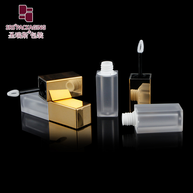 Square shape paint black color empty luxury lipgloss packaging