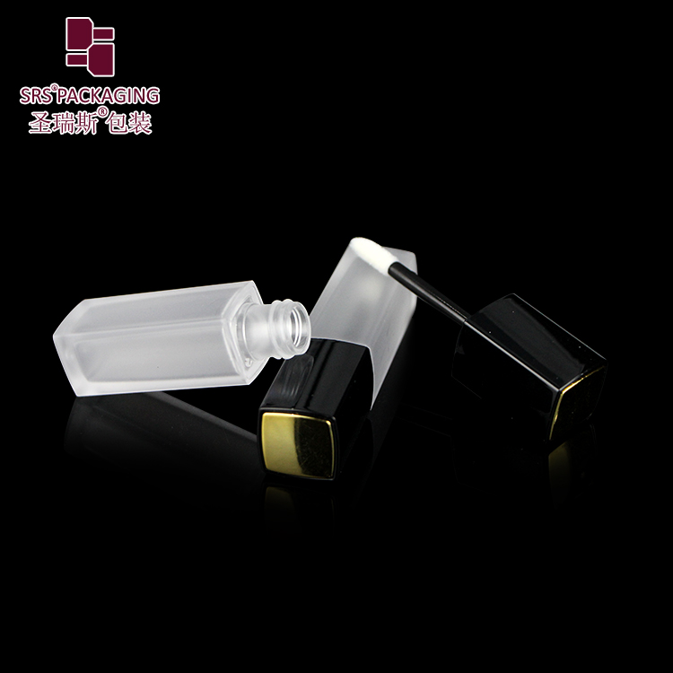 Wholesale price clear matte bottle with black lid lipgloss packaging tube 5ml empty cosmetic square lip gloss container