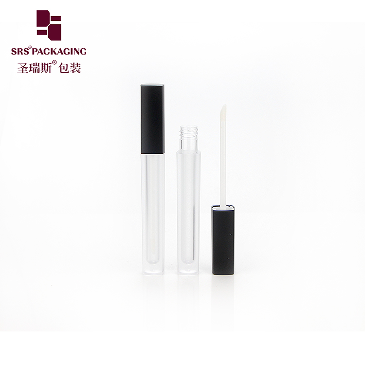 square shape empty plastic frosted clear cosmetic lipgloss tube