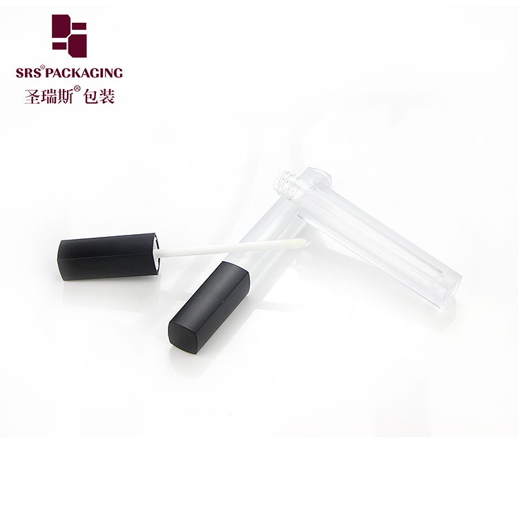 square shape empty plastic frosted clear cosmetic lipgloss tube