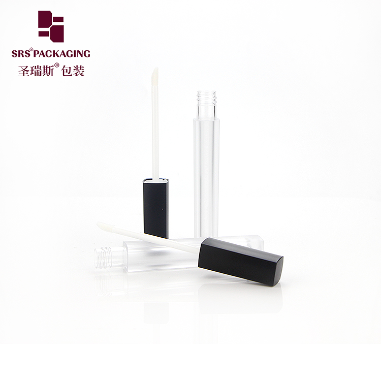 square shape empty plastic frosted clear cosmetic lipgloss tube