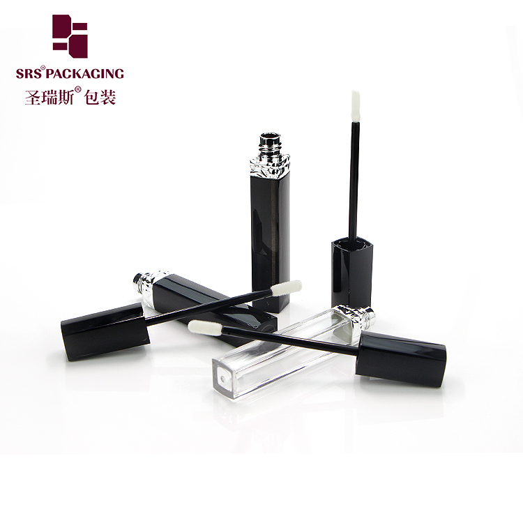 customized black lipgloss tube 6ml make up cosmetic packaging in stock