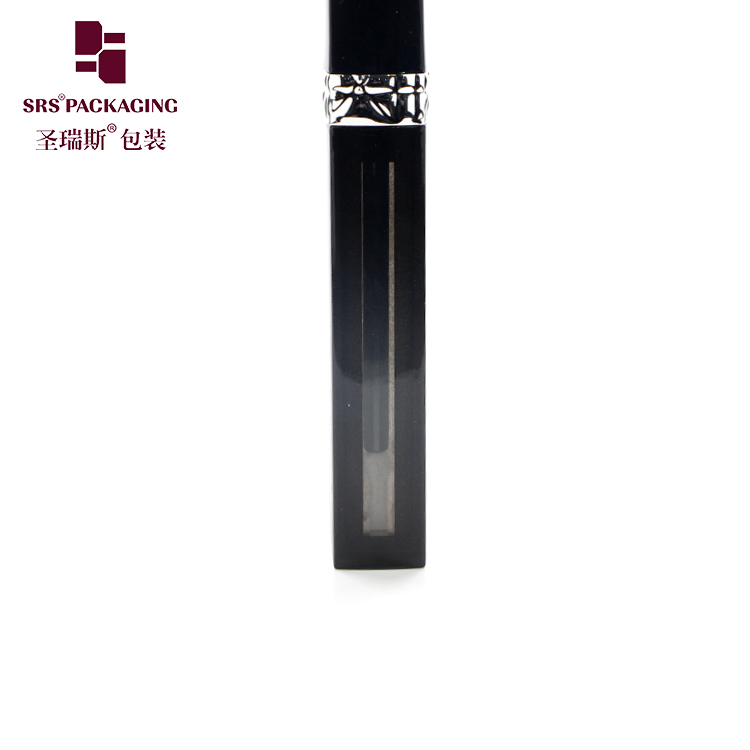 customized black lipgloss tube 6ml make up cosmetic packaging in stock