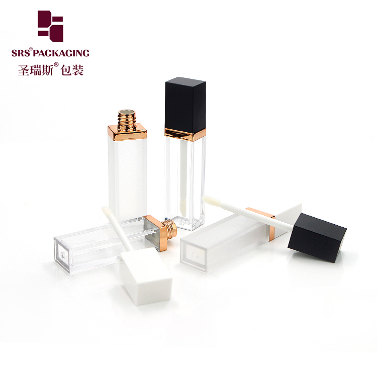 Chinese manufacturer mini lip gloss bottle empty 7ml square plastic make up cosmetic packaging