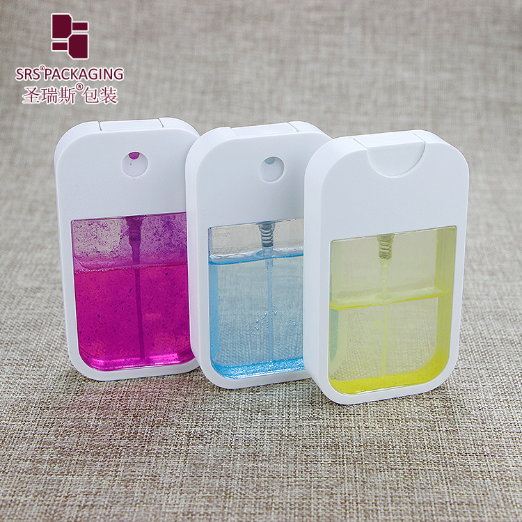 Wholesale pocket sized plastic perfume spray bottle empty 40ml square shape credit card perfume bottles