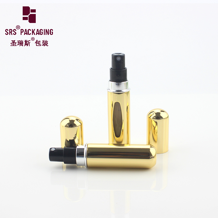 Wholesale 5ml Mini Travel Pocket Refillable Spray Perfume Bottle With Inspection Window Empty Aluminum Atomizer