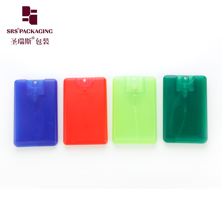 20ml mini oblate plastic customized injection color spray pocket bottle with sliding lid 