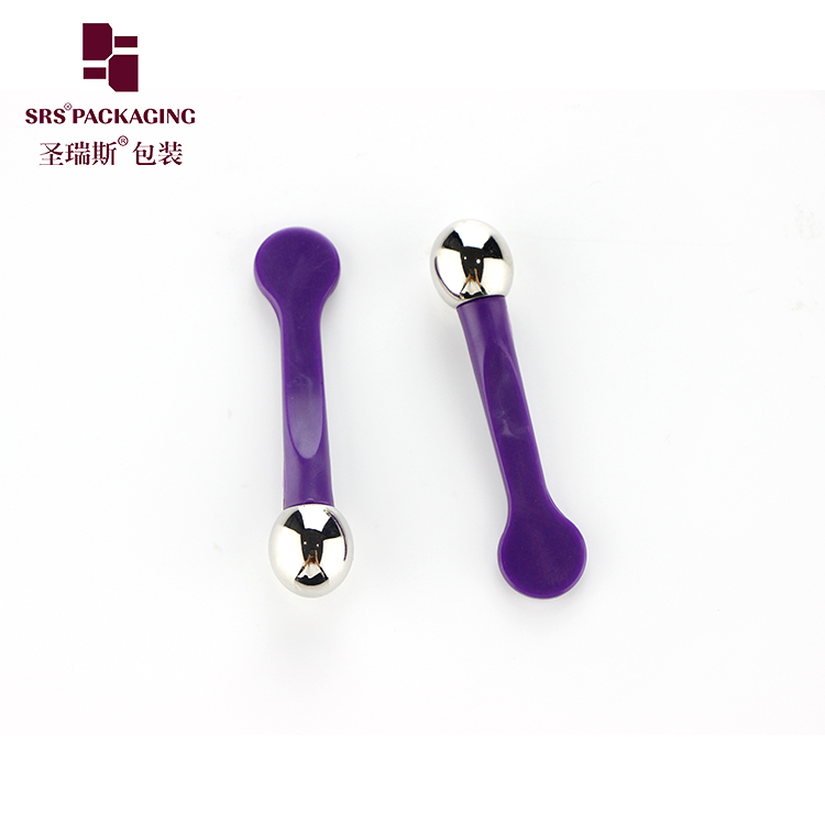 Multifunctional metal eye massage stick cosmetics purple plastic spoon and spatula