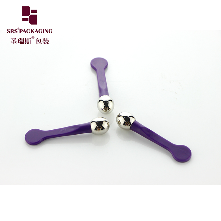 Multifunctional metal eye massage stick cosmetics purple plastic spoon and spatula