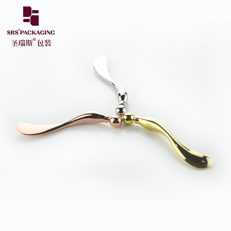 Wholesale metal  make up cosmetic spatulas spoon rose gold silver color private label cream applicator