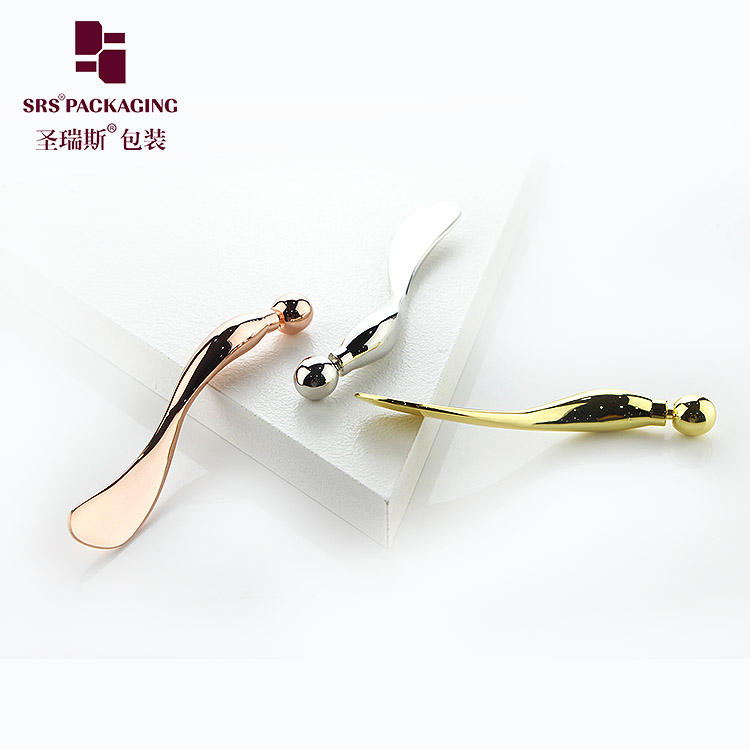 Wholesale metal  make up cosmetic spatulas spoon rose gold silver color private label cream applicator