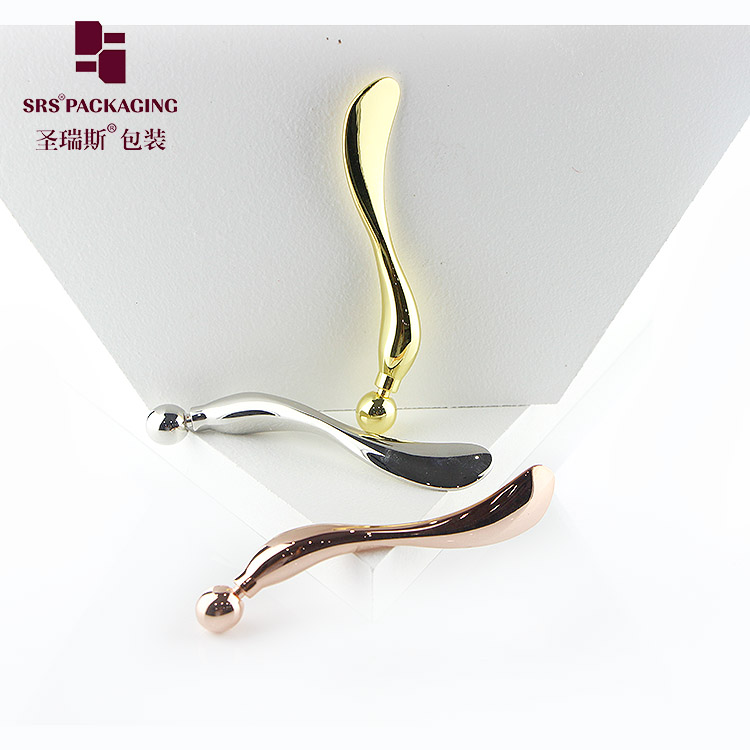 Wholesale metal  make up cosmetic spatulas spoon rose gold silver color private label cream applicator