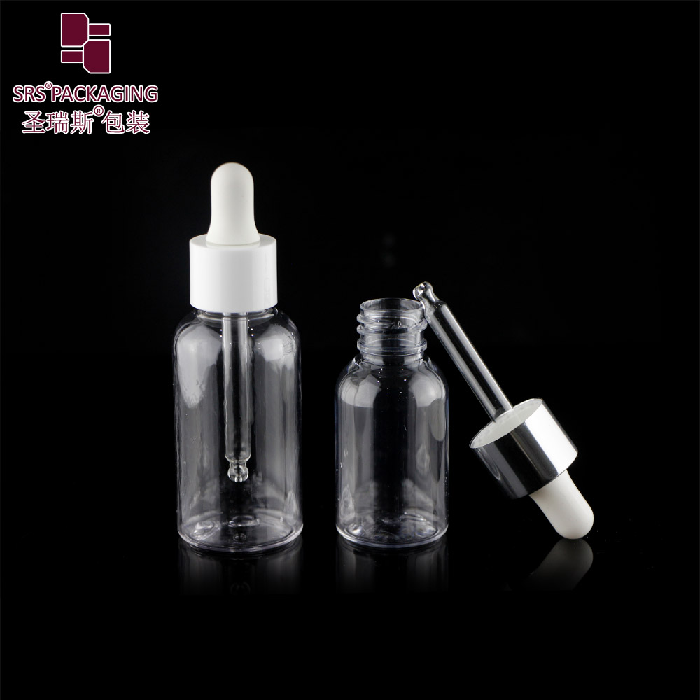 empty cosmetic high quality serum dropper eco friendly 30ml pet bottle