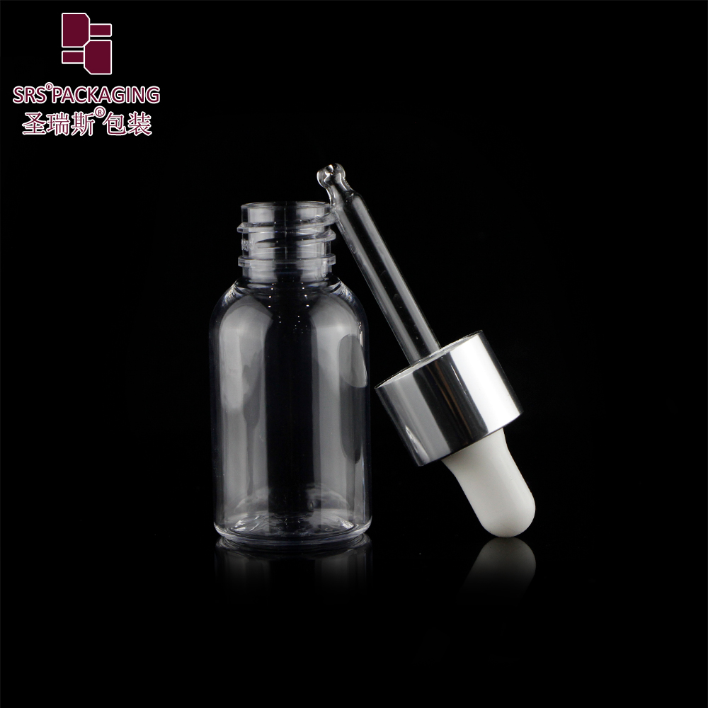 empty cosmetic high quality serum dropper eco friendly 30ml pet bottle