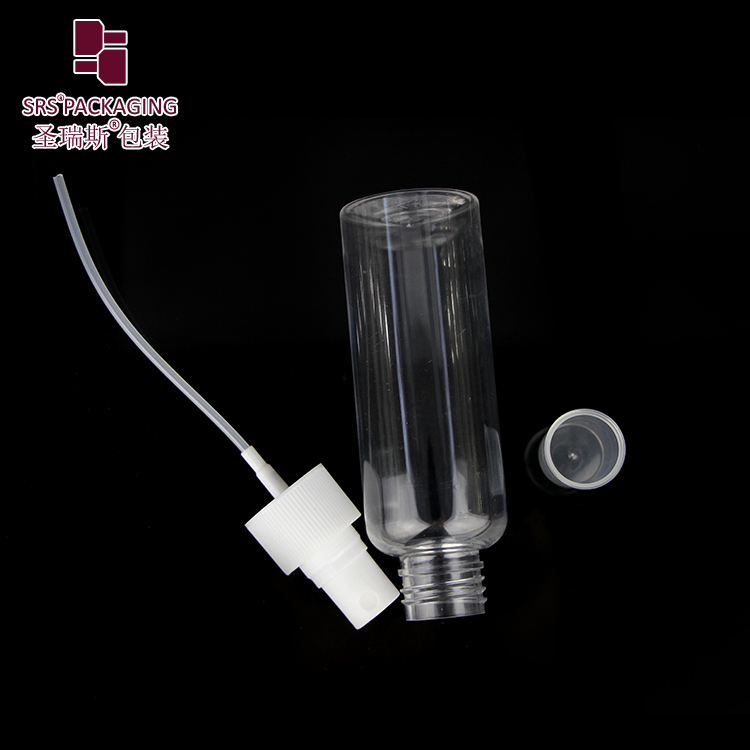 Cheap transparent 100ml pet bottle hot sale plastic spray pump container for alcohol