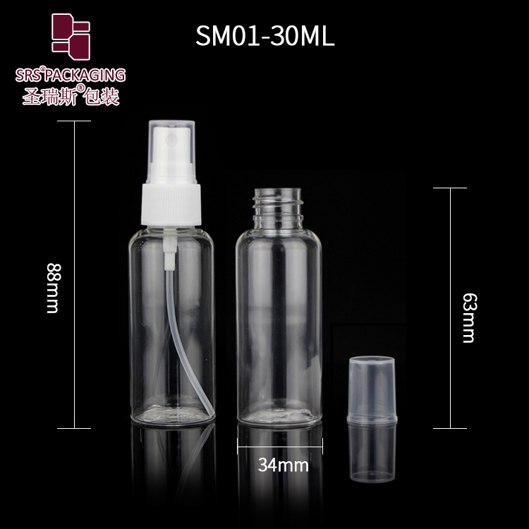 Cheap transparent 100ml pet bottle hot sale plastic spray pump container for alcohol