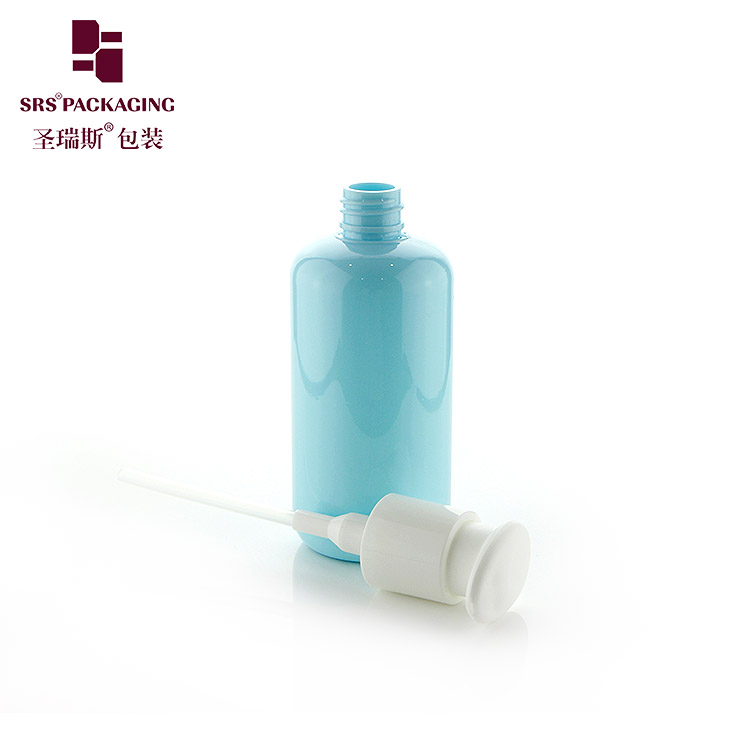 injection round blue with white lid PET cosmetic lotion bottle 150ml