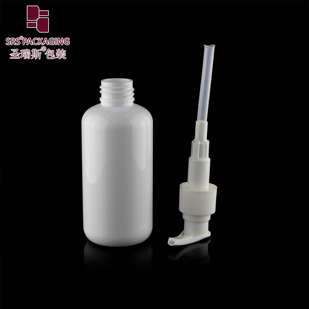 Custom white 150ml PET lotion Shampoo Bottles with Smooth screw cap/ pump/sprayer